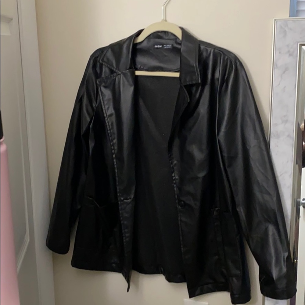 Faux Leather Blazer